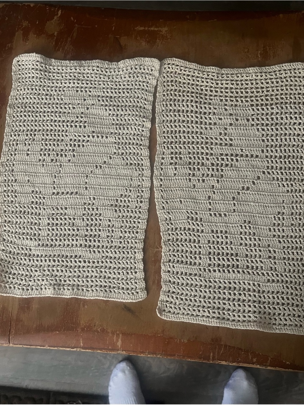 Handmade Crocheted White Cotton Dishcloths - Set of 2